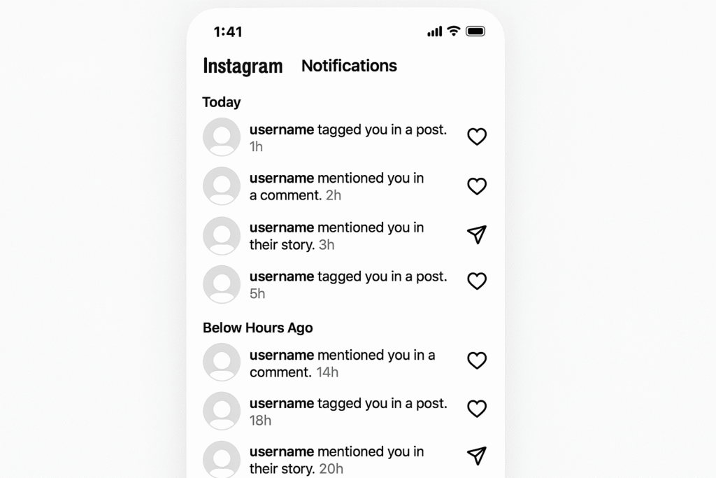 notificações Instagram marcações compartilhamentos