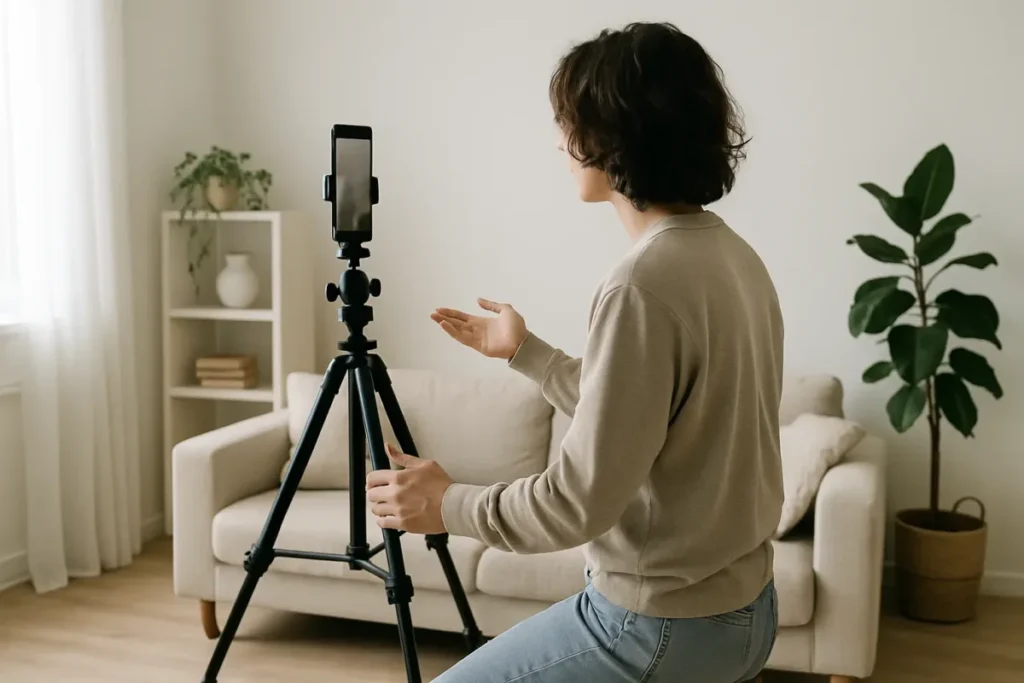 Criador gravando Reels para aumentar engajamento e visualizações