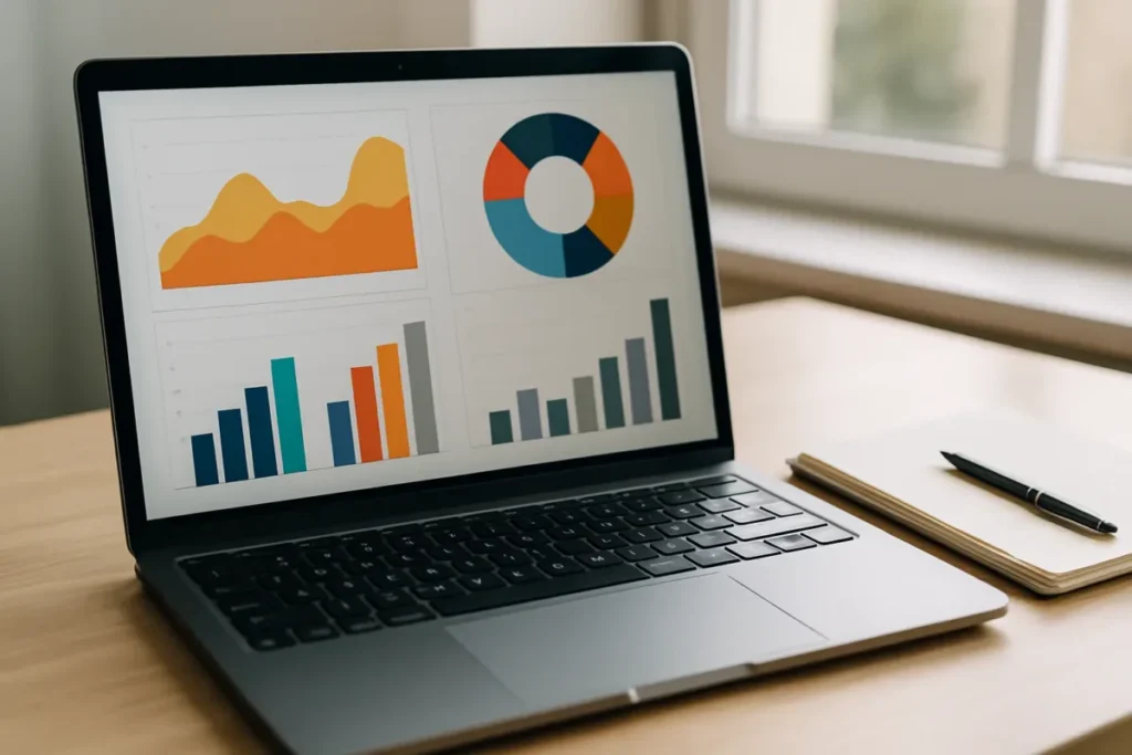 Gráficos de métricas usados para auditar seguidores falsos no Instagram