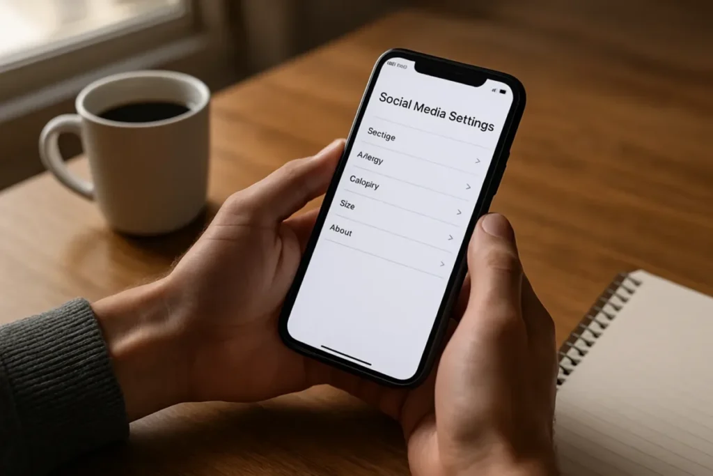 Pessoa explorando recursos escondidos do Instagram no menu de configurações do celular